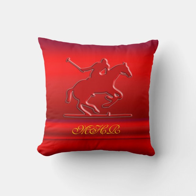 Coussin Joueur Polo Embossé, Monogramme, chrome rouge (Recto)