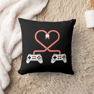 Coussin Joueur Vidéo Valentines Jour Avec Contrôleurs Coeu