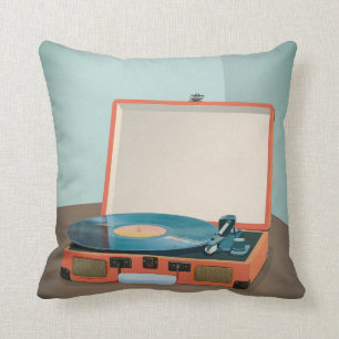 Coussin Joueur vintage avec disque vinyle