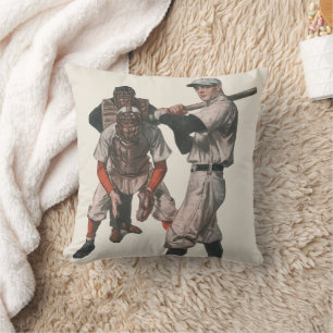 Coussin Joueurs de baseball sportifs vintage
