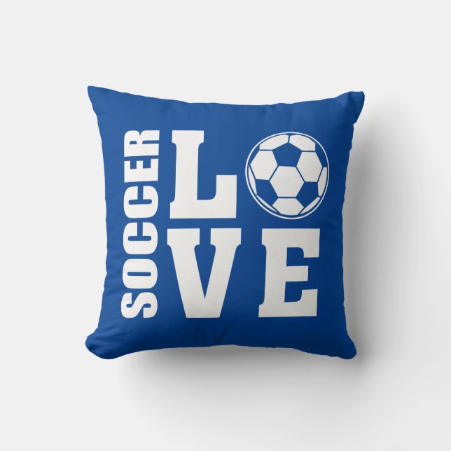 Coussin Joueurs de football, Aimer le football, Bleu (Recto)