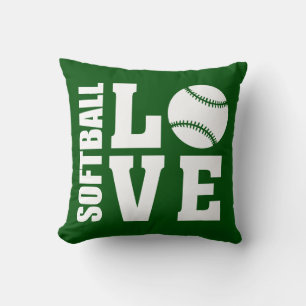 Coussin Joueurs de softball, Amour du softball, Vert
