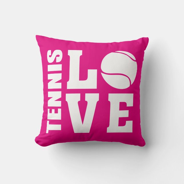 Coussin Joueurs De Tennis, Love Tennis, Rose (Recto)