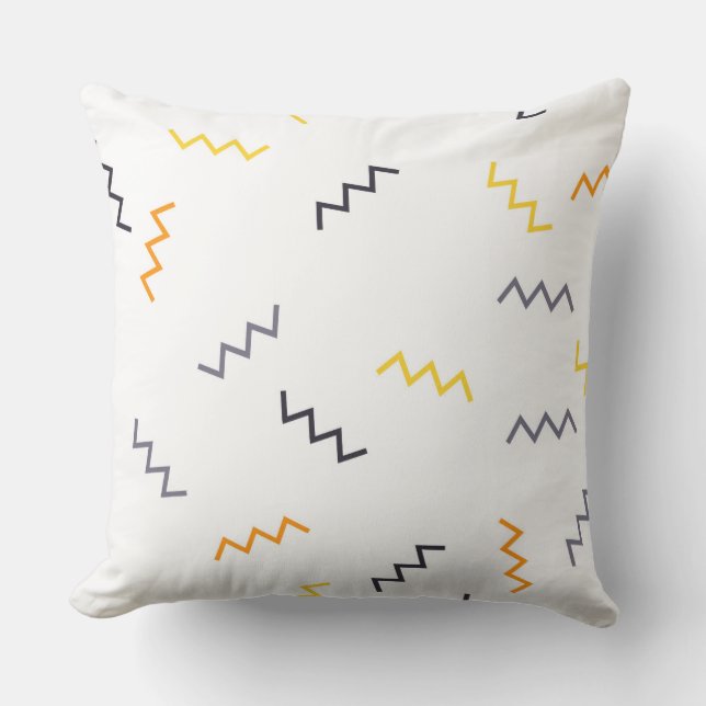 Coussin Joueuse, colorée, tendance, moderne zigzags memphi (Recto)