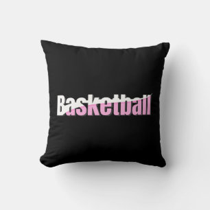 Coussin Joueuse de basket-ball de fille Typographie rose