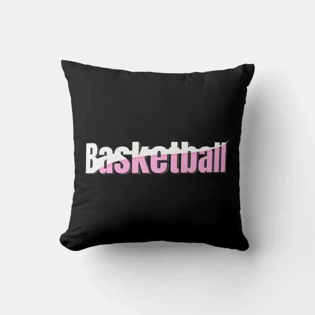 Coussin Joueuse de basket-ball de fille Typographie rose (Recto)