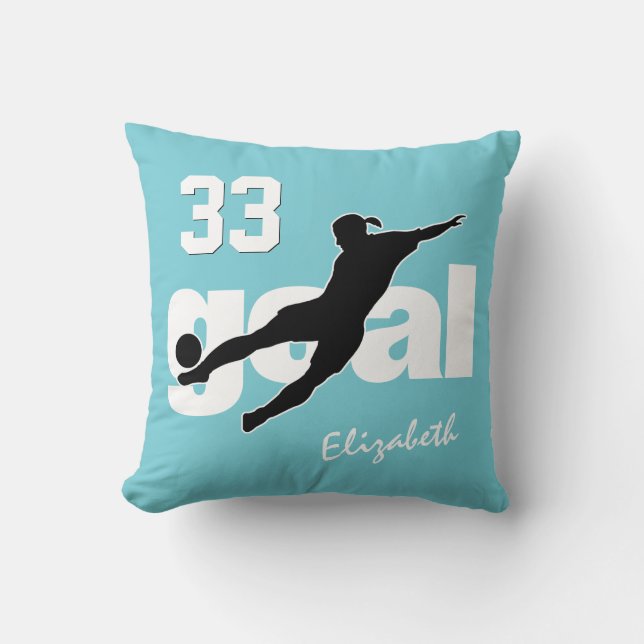 Coussin Joueuse de football fille but de démarrage choisir (Recto)
