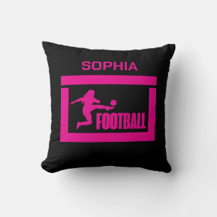 Coussin Joueuse de football fille, équipe fille d'annivers
