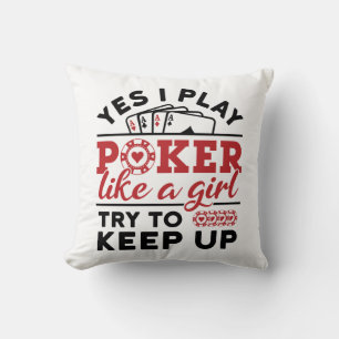 Coussin Joueuse de poker Les femmes jouent au poker comme