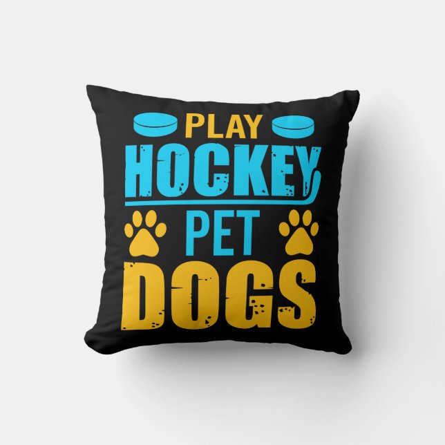 Coussin Jouez aux chiens de compagnie de hockey (Recto)