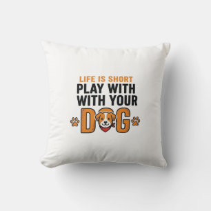 Coussin Jouez Avec Votre Chien Dessin de Gravure Vintage D