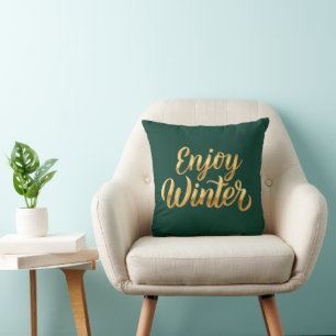 Coussin Jouissez d'hiver dans le vert foncé - Décor de scr