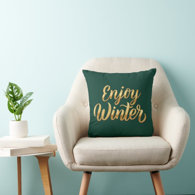 Coussin Jouissez d'hiver dans le vert foncé - Décor de scr (Chaise)