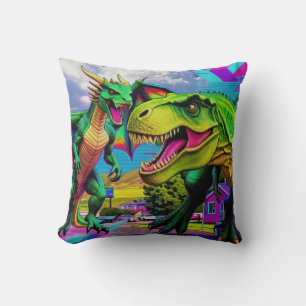 Coussin Jouons - Dragon Vert et Dinosaure