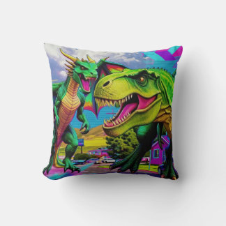 Coussin Jouons - Dragon Vert et Dinosaure