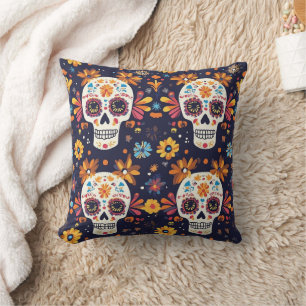 Coussin Jour coloré du crâne de sucre mort