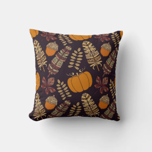 Coussin Jour d'Action de grâce coloré, motif d'automne.