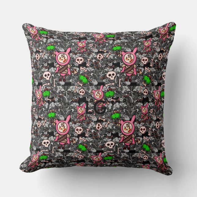 Coussin Jour de Dessins Kawaii Morts (Recto)