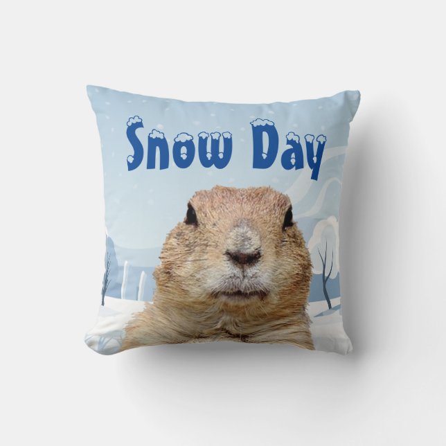 Coussin Jour de la neige de la marmotte (Recto)