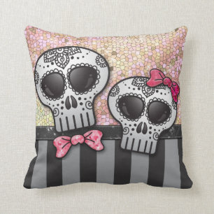 Coussin Jour de la Parties scintillant morte crânes de suc