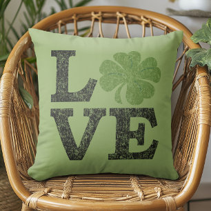 Coussin Jour de la Saint Patrick LOVE avec shamrock