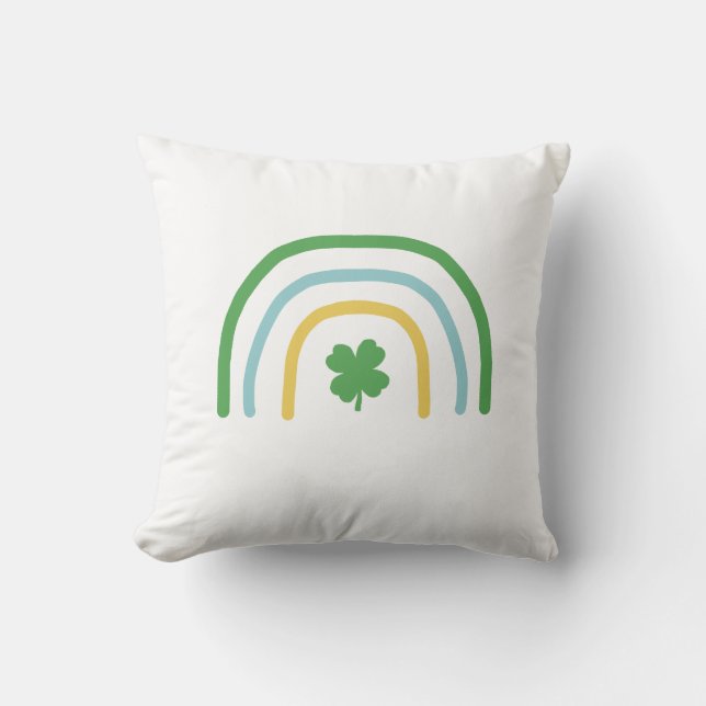 Coussin Jour de la Saint Patrick Rainbow Shamrock irlandai (Recto)