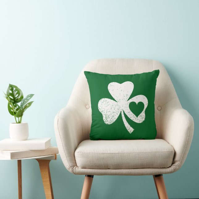 Coussin Jour de la Saint-Patrick vert Shamrock du cœur de  (Chaise)