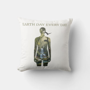 Coussin Jour de la Terre Tous les Jours Art de silhouette