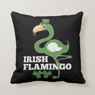 Coussin Jour de l'Saint Patrick irlandais Flamant rose Irl