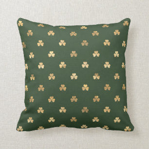 Coussin Jour de l'Saint Patrick vert Shamrock or élégant