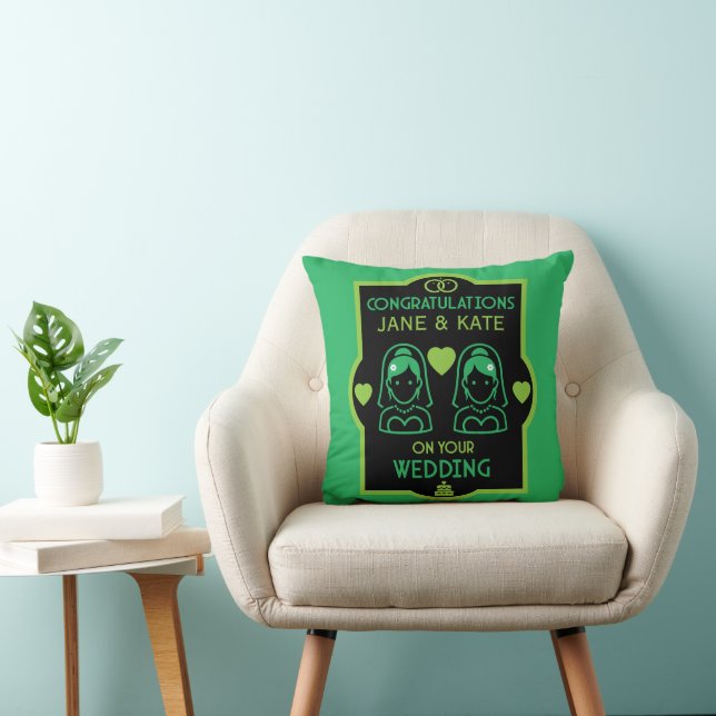 Coussin Jour de mariage de filles gays (Chaise)