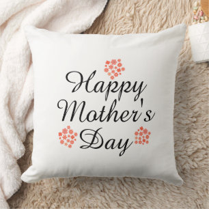 Coussin jour de mère heureuse moderne pêche florale blanc