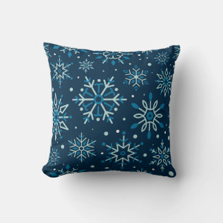 Coussin Jour de Noël bleu blanc de la Marine d'hiver