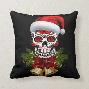Coussin Jour De Noël Du Chapeau De Noël Du Crâne De Sucre