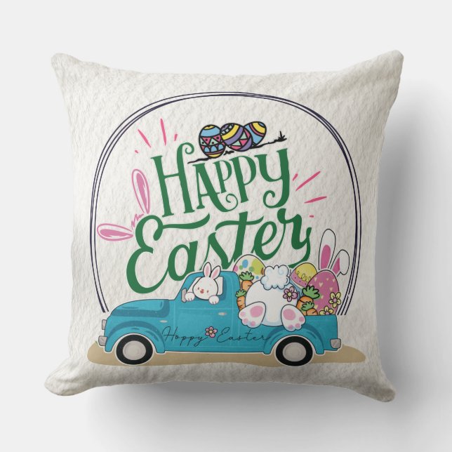 Coussin Jour de Pâques amusant Bunny (Recto)