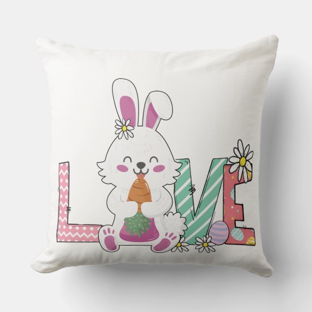 Coussin Jour de Pâques amusant Bunny (Recto)