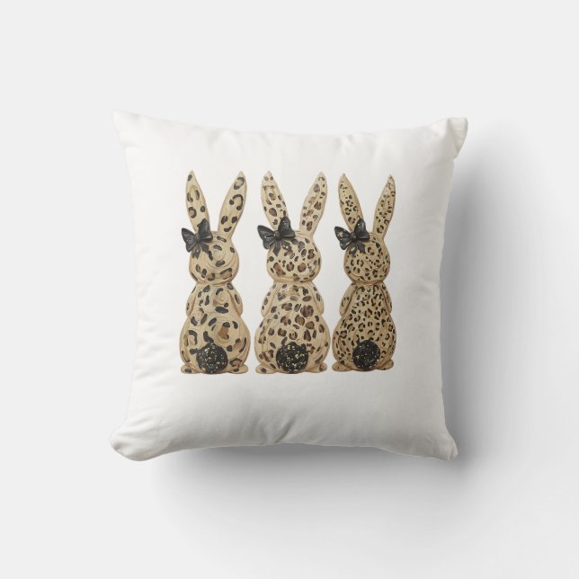 Coussin Jour de Pâques chrétien drôle arc de lapin mignon  (Recto)