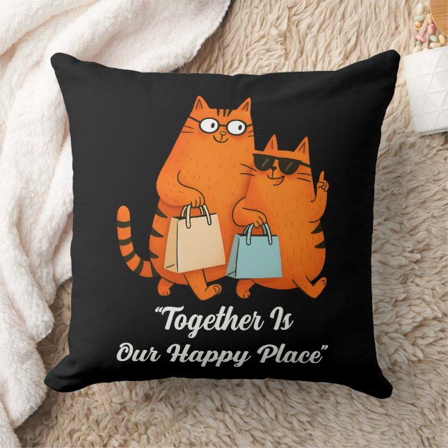 Coussin Jour de shopping Amour de chat (Couverture)