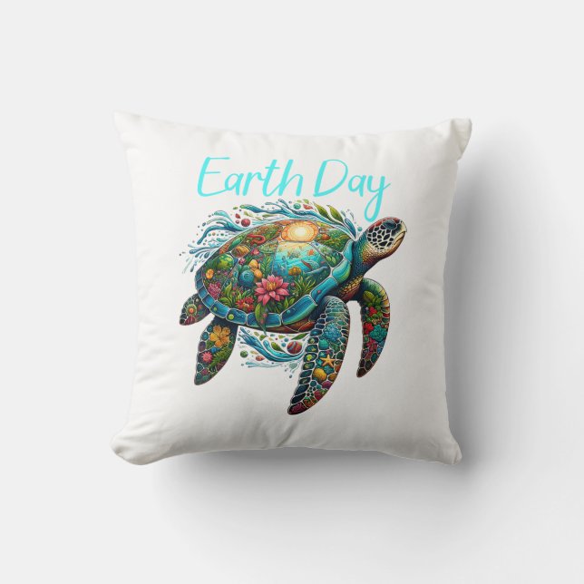 Coussin Jour des terres de la tortue de mer (Recto)