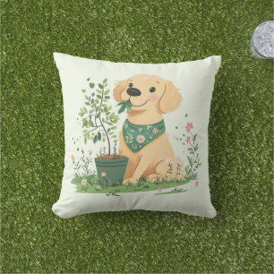 Coussin Jour des terres Golden Retriever Chien Jardinage