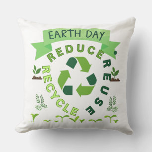 Coussin jour des terres "Réduire, réutiliser, recycler"