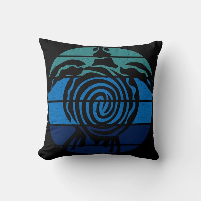 Coussin Jour des terres, Tortue de mer, Nettoyer l'océan (Recto)