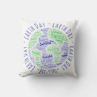 Coussin Jour des terres Word Art