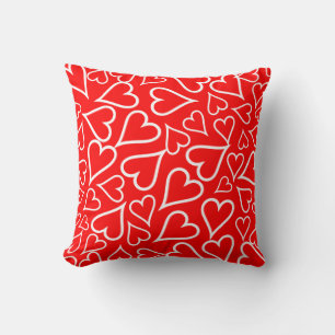Coussin Jour des Valentines aux Coeurs rouges et blancs