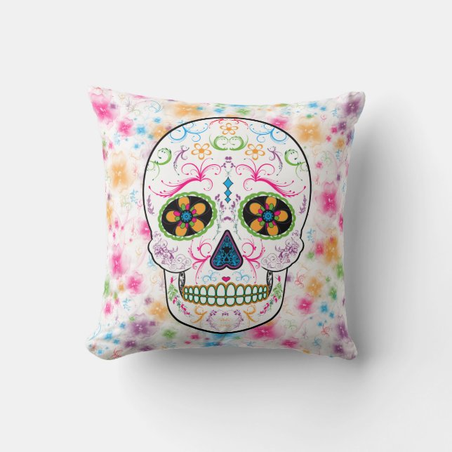 Coussin Jour du crâne mort de sucre - couleur multi (Recto)