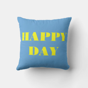 Coussin Jour Joyeux Bleu Et Jaune
