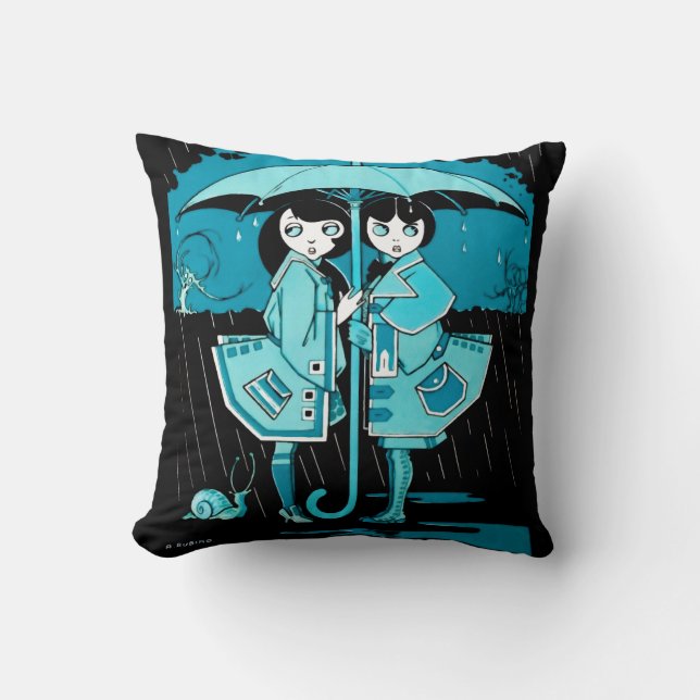 Coussin Jour pluvieux dans le bleu (Recto)