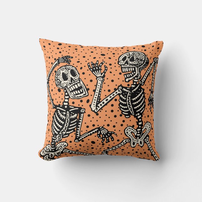 Coussin Jour Vintage des squelettes de la mort (Recto)