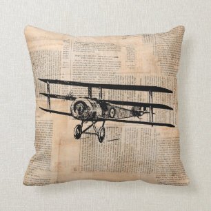 Coussin Journal de l'avion Vintage à l'ancienne