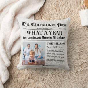 Coussin Journal de Noël personnalisé, Journal de famille